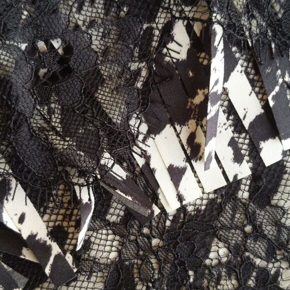 5/$55 Ann Taylor lined, layered, tiered, fringe animal print skirt, side zip 8 - Picture 5 of 7